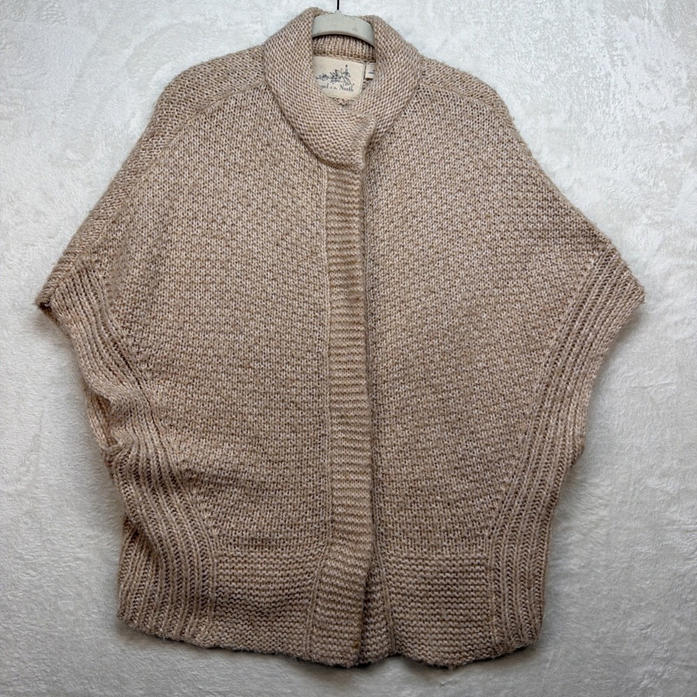 Alpaca Wool Cardigan Sweater Chunky Knit Beige Cozy Boho Womens‎ XS